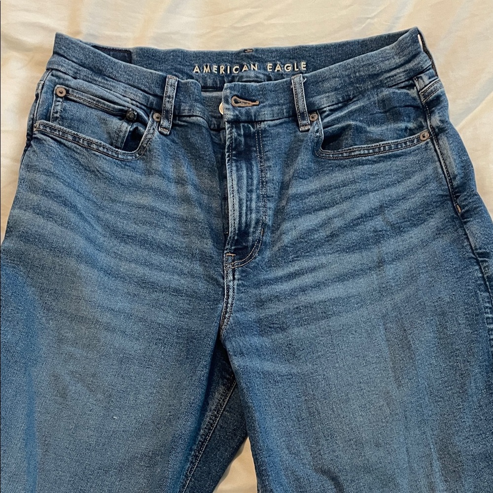 American Eagle curvy super high rise baggy straight jeans size 10